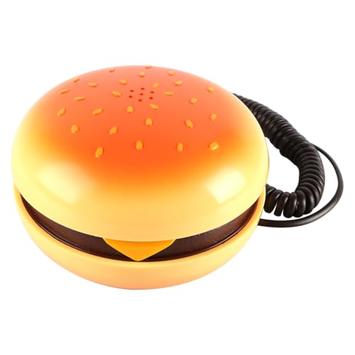 Tiardey Teléfono Fijo con Forma de Hamburguesa novedoso y Bonito, con Dibujos Animados creativos, miniteléfono con Cable para Oficina y hogar, con Patas Antideslizantes para Uso Decorativo