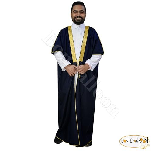 Dark Blue Cloak Bisht Bedouin Arabian Men Saudi Gulf Eid Abaya Thobe Thoub Galabeya Muslim Jilbab2