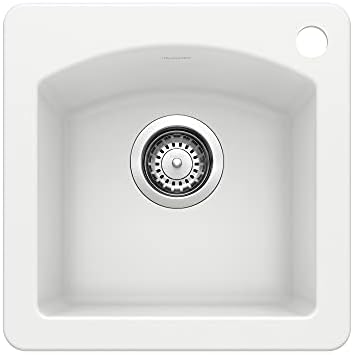 BLANCO, White 440205 DIAMOND SILGRANIT Drop-In or Undermount Bar Sink, 15" X 15"