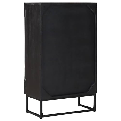 Highboard negro de madera maciza de mango, aparador elegante y robusto 8