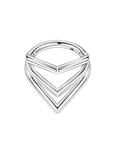 16G 8Mm Silver Nose Rings Lip Septum Clicker Triple Open Stack Conch Daith Piercing Jewelry Teardrop Cartilage Earring Hoop 316L Surgical Steel Conch Daith Helix Rook Lobe Earring Teardrop Earring #TOP5