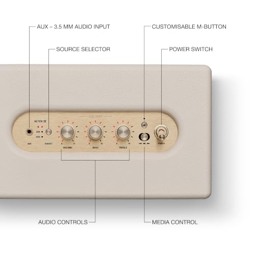Image of Marshall Acton IV Wired Connectivity Stereo Home Speakers with Bluetooth 5.3 LE & RCA or 3.5mm Input - Cream