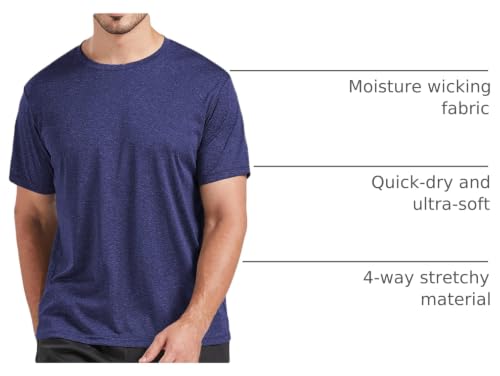 Image of 5 Pack Men's Dry Fit T Shirts Athletic Running Gym Workout Short Sleeve Tee Shirts for Men