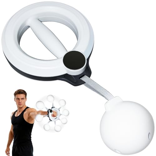 Arm Workout Equipment 360 Shoulder Reliever Ball Swing Upper Body Workout Equipment Rotating Ropeless Battle Rope Arm Trainer for Forearm Chest Shoulder & Wrist Strength for Men & Women - White
