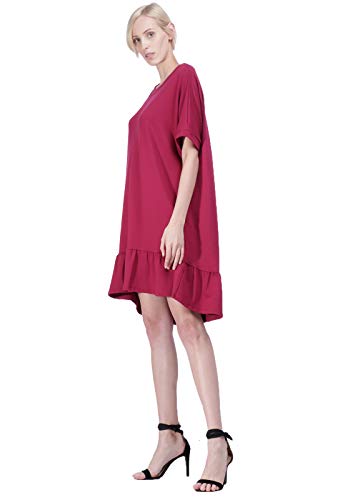 Vestido Curto Amazonia Vital Amplo Babado Amaranto Cor:Vermelho;Gênero:Feminino;Tamanho::G