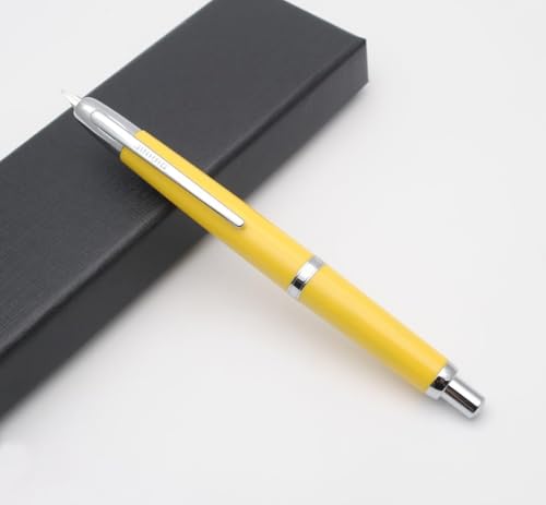 Image of Jinhao 20 Press Fountain Pen Retractable Fine Nib with Converter Capless fountain pen Resin pen Writing Gift Pen (silver clip yellow)
