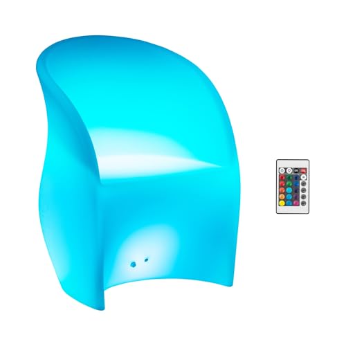 Royal Catering Fauteuil de jardin LED 80 x 60 cm - Fauteuil lumineux avec éclairage LED coloré, télécommande et autonomie de 10 heures