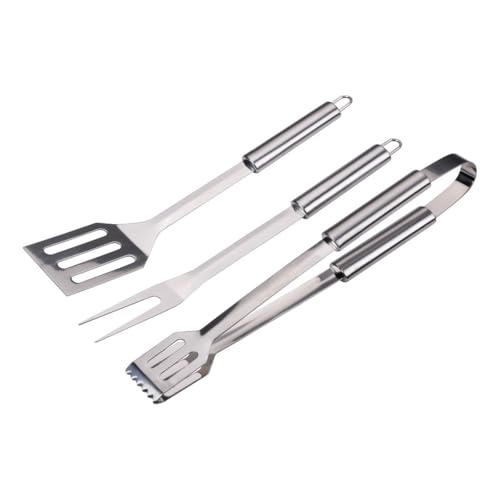 Alpina Kit Barbecue Ustensiles 3 Pieces - Pince Barbecue et Spatule Acier Inoxydable - Fourchette a...