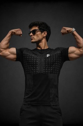 Image of Men's Active Wear T-Shirt | 100% Polyester | Regular Fit | Round Neck | Half Sleeve | Solid Sports & Gym T-Shirt for Running, Workout, Casual