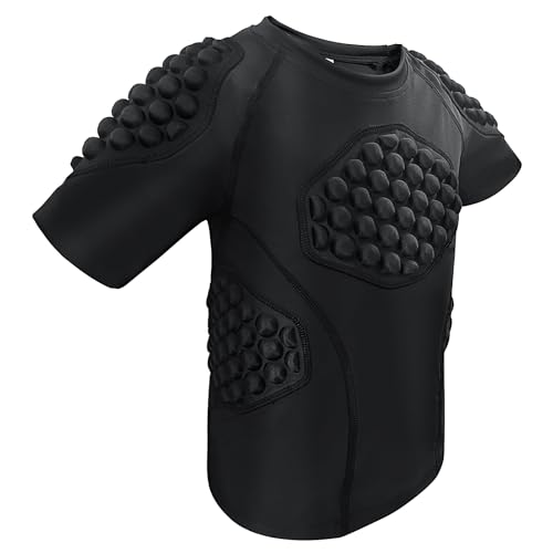 Topeter Football Padded Shirt for Youth, Kids Compression Rib Protector Shirts with Rib/Chest/Shoulder/Back Pads2