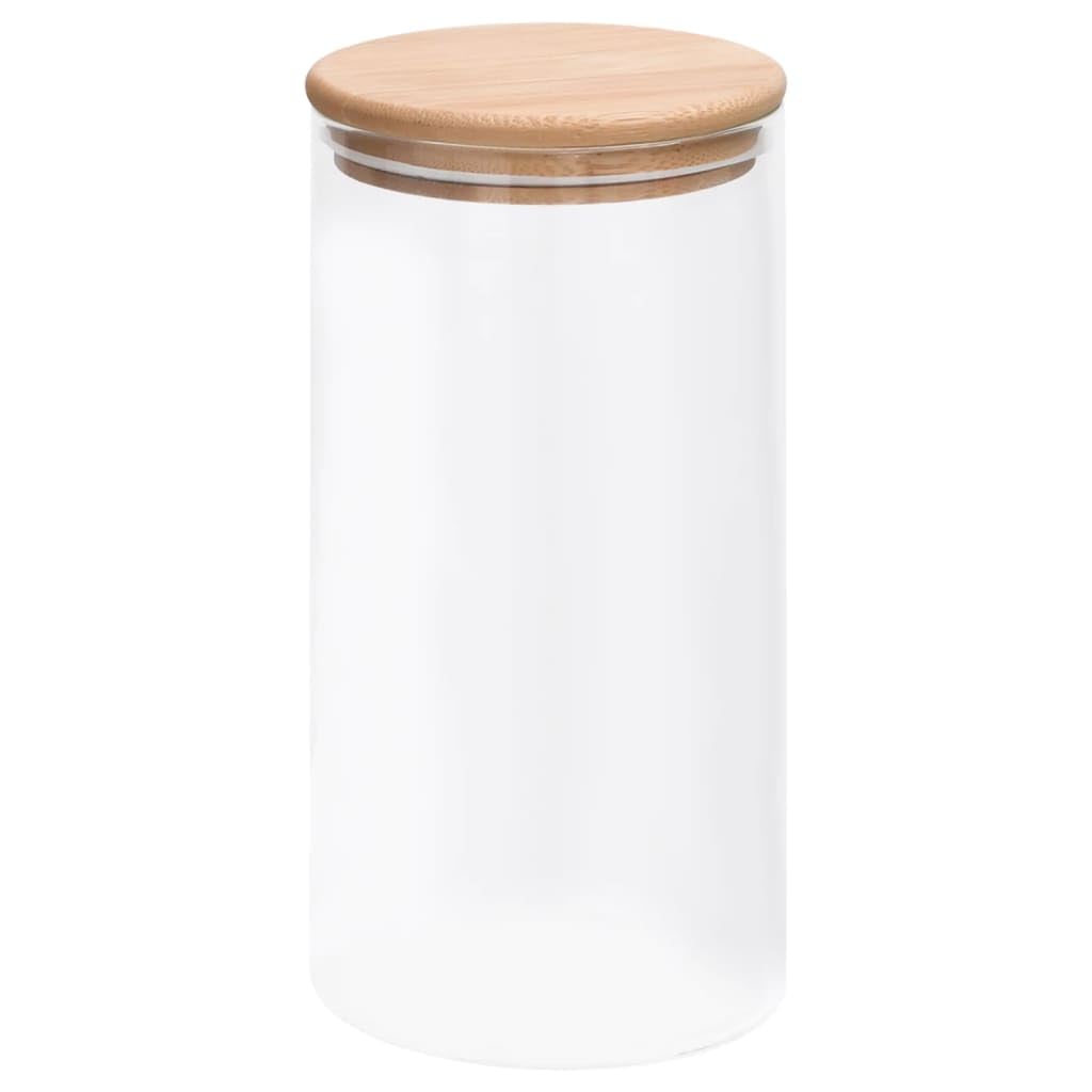 Tarros De Almacenamiento De Vidrio con Tapas De Bambú, Diseño Transparente y Cierre Hermético, botes cocina almacenaje, recipientes herméticos para alimentos, Transparente, 4 Unidades 1200 ml