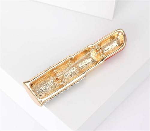 Image of Lipstick Ladies' Crystal Brooch Fashion Enamel Lapel Pin Creative Sexy Sparkling Crystal Sweater Shawl Scarf Wedding Party Brooch Set Jewelry Accessory Valentine's Day Gift