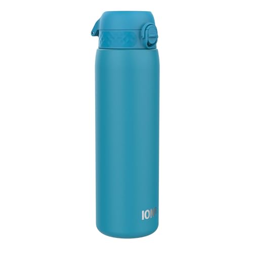 ION8 Lightweight 1 Litre Steel Water Bottle, Non-Insulated, Leak Proof, Easy to Open, Secure Lock, Dishwasher Safe