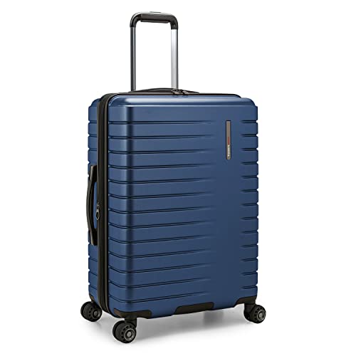 Traveler's Choice Archer Polycarbonate Expandable Luggage with Spinner Wheels, Blue, Checked 26-Inch