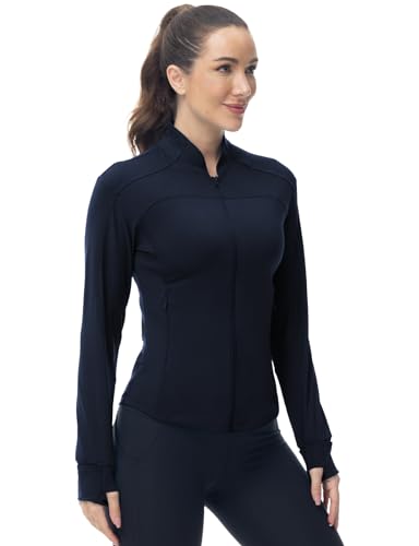 Image of Gopune Women's Workout Athletic Jacket Lightweight Zip Up Yoga Slim Fit Tops with Pockets