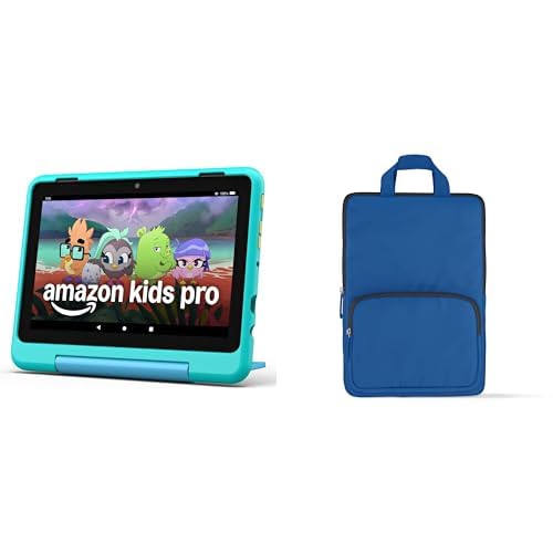 Amazon Fire HD 8 Kids Pro tablet Sleeve Bundle — Bundle includes Amazon Fire HD 8 Kids Pro tablet, 32GB, Discovery & Blue Carrying Case