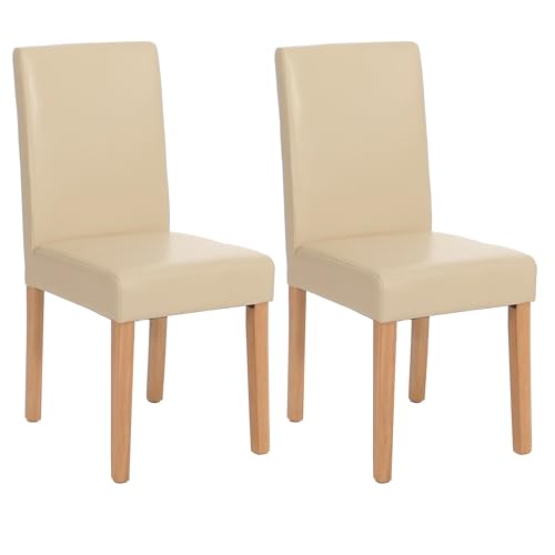 2er-Set Esszimmerstuhl Stuhl Küchenstuhl Littau - Kunstleder, Creme, helle Beine 2er-Set Esszimmerstuhl Stuhl Küchenstuhl Littau - Kunstleder, Creme, helle Beine