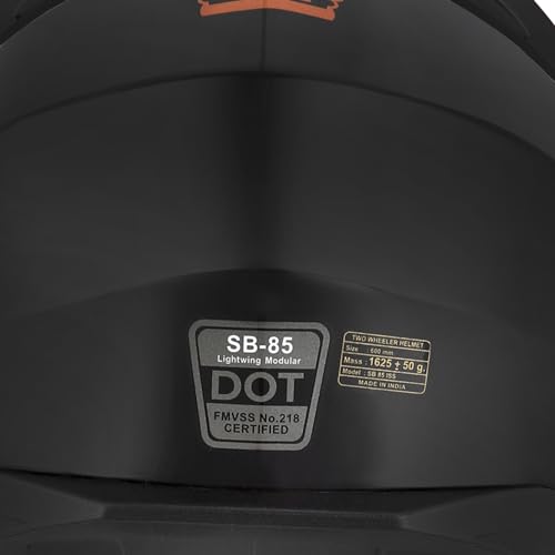 Image of Royal Enfield ISI & DOT Certified Bullet Lightwing Modular Riding Helmet Black (XL)62 Cm-With High Impact Grade Thermoplastic & High Density Head EPS Liner For Superior Impact Protection & Durability