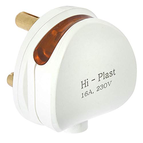 Image of Hi-Plasst (Pack of 1) 16A 3 Pin Plug Top with indicator - Heavy Duty 16 Amp Power Plug for AC, Geyser & Microwave | Brass Pins