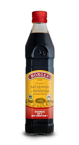 Borges - Vinagre Balsámico de Módena - Con denominación de Origen I.G.P. - Sin Azúcares añadidos - Ideal para ensaladas, pescados, carnes y verduras - Botella de vidrio 500ml