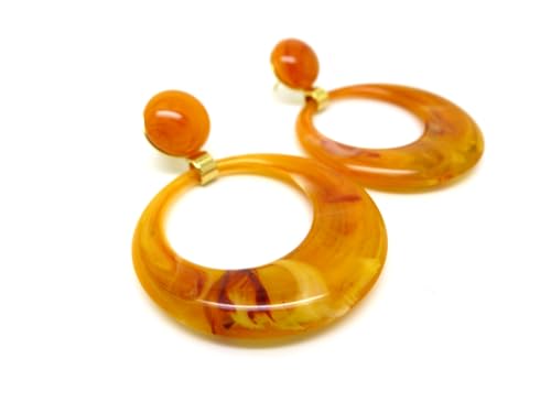 Boucles d'oreilles Palette Miel ambré au design géométrique et reflets chauds