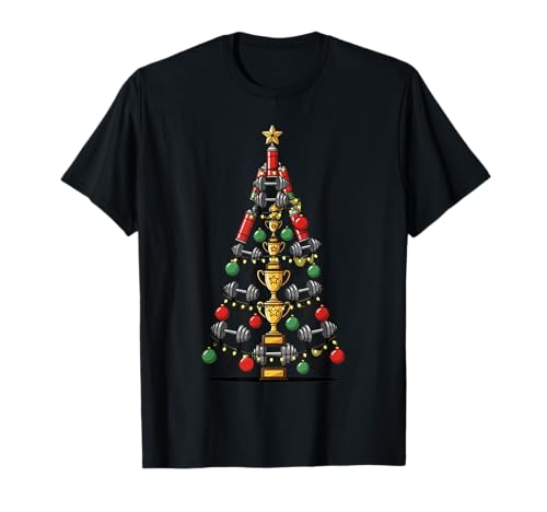 Funny Weight Lifting Christmas Tree Xmas Men Gym Fitness T-Shirt