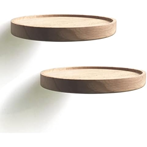 anaan Coracle Wandregal rund Schweberegal Holz Kleine Regale Wandablagen Deko Regal Pflanzenregal Holzregal Wandboard Hängeregal Wandbefestigung Wanddeko Design 2er Set Cover