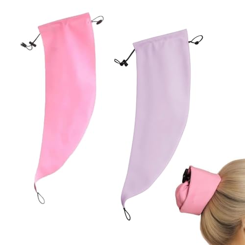 Waterproof Hair Sleeve for Long Hair Crown Washing Shower Cap Ponytail Reusable Adjustable Quick Root Refresh for Shower Gym Travel Pool Beach Time Saver (Purple+Pink 2PC)