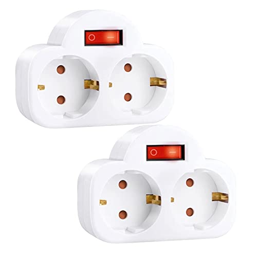 Steckdosen Adapter, Steckdose mit Schalter Steckdosenadapter, 2 Stück Cover