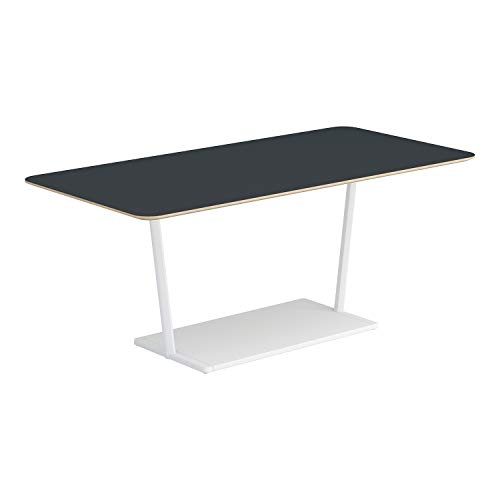 【メーカー配送・設置・組立】コクヨ ミーティングテーブル リージョン LT-RG189MSAAF66 角形 T字脚 ミドルテーブル 幅180×奥行90×高さ72.4cm リノリウム天板 チャコール/脚ホワイト