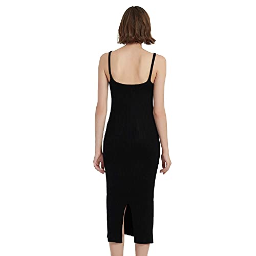 Image of Women's Sleeveless Sweater Dress Knit Slim V Neck Bodycon Midi Stretchable Elasticity Slim Fits