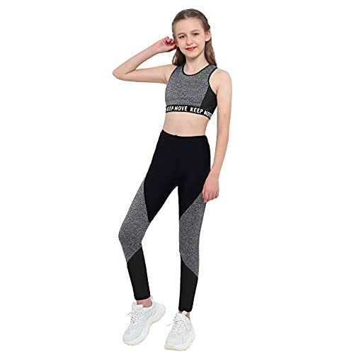 Moily Girls Two Piece Athletic Outfit Sleeveless Tank Top with Leggings for Gymnastics/Dance/Sports4