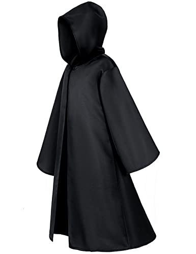 Togrop Knight Costume For Kids Robe Hooded Boys Cloak Cosplay Black 8-9 Years #TOP2