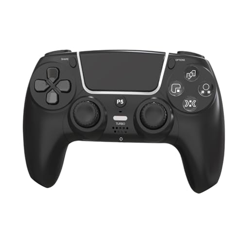 HBPYOLW Compatible con mando inalámbrico PS5/PC, botones de cristal transparente, giroscopio de seis ejes, panel táctil, ergonómico(Black)