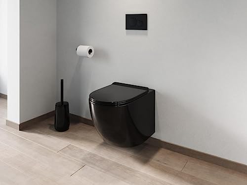Vente-unique-Wand-WC aus Keramik ohne Flansch - Schwarz glänzend - JAVOINE – Bild 7