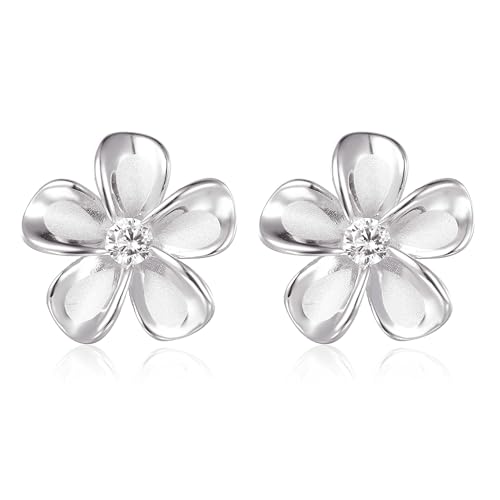 S.Leaf Flower Earrings for Women 925 Sterling Silver 18Karat Gold Plated Cherry Blossom Floral Flower Stud Earrings Best Friend Birthday Gifts for Women Trendy Teens Sister Mom Wife Womens Her Friend Party