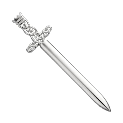 Image of Alexander Castle 925 Sterling Silver Scottish Celtic Kilt Pin Brooch with Removable Sword for Men & Women - Kilt Accessory with Jewelry Gift Box - 62mm
