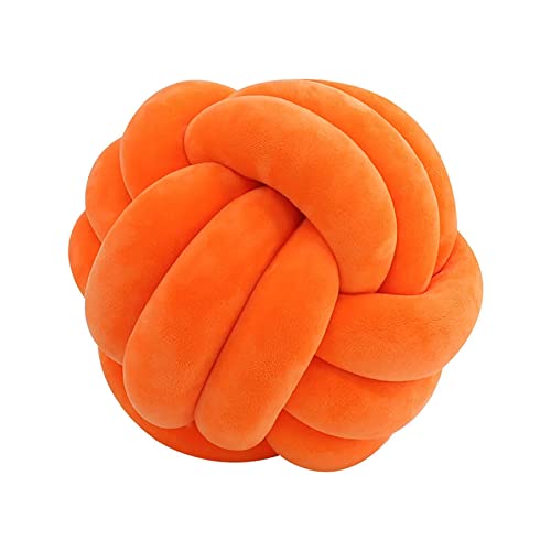 Knot Ball Pillow, Handmade Throw Pillow, Knotted Ball pillow, Plush Knot Cushion, Cushion Soft Knot Pillow, Cute Pillows for Bed,35CM,Orange
