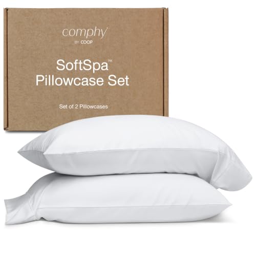 Image of Coop Home Goods Comphy SoftSpa Pillowcase Set of 2, White Super Soft Pillow Cases Queen, Pillow Cases, Luxury Spa, Breathable, Hotel Quality Pillow Cases