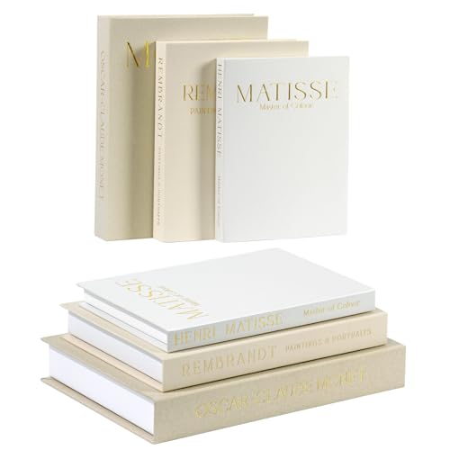 WOPIPAL Set of 3 Decorative Books for Home Decor, Linen