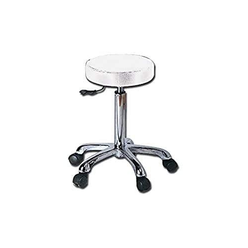 GIMA - Hocker mit gepolsterter Sitzfläche aus Kunstleder Ø 34 cm, höhenverstellbar, weiß, 45231
