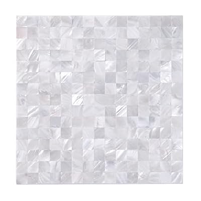 5 - Sheets Peel and Stick Pearl Shells Backsplash Tiles, Stick on Backsplash for Kitchen, Bathroom, Bedroom (11.8"X11.8", White Nature)