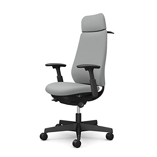 オカムラ オフィスチェア ポータム 完成品 在宅ワーク 可動肘 EXスタンダード 背クッション ブラックフレーム (張地)プレーン:ライトグレー CF88XR-FSG3