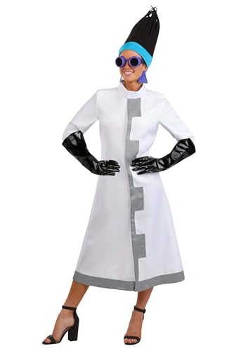 Womens Disney Yzma Lab Coat Costume with Goggles Gloves Earrings & Headpiece for Emperor New Groove Halloween Cosplay Large