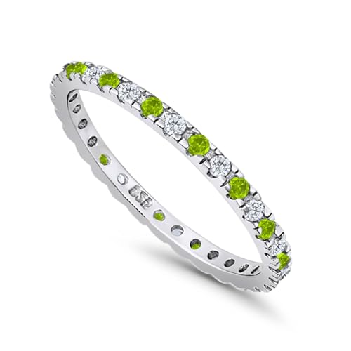Blue Apple Co. 2mm Full Eternity Stackable Wedding Band Round Cubic Zirconia 925 Sterling Silver4