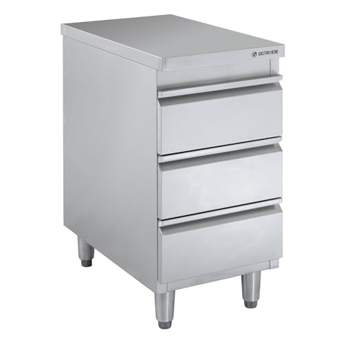 GastroHero Meuble Bas avec tiroirs en INOX Basic, 3 unités 600 | CHR Fournitures de la Restauration