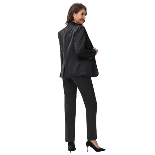Lamgool Women's Suit 2 Pieces Satin Pantsuits One Button Tuxedo for Dinner, Event and Work4