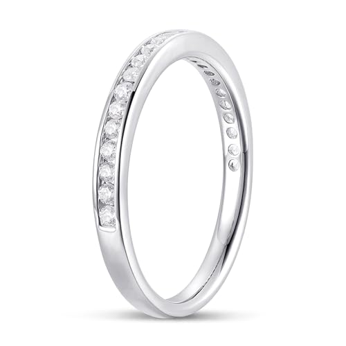 14K Gold Moissanite Wedding Ring 2mm Stacking Rings 14K Yellow Gold Moissanite Eternity Wedding Band for Women2