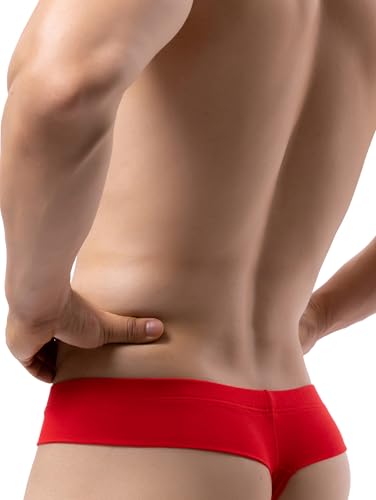 iKingsky Men's Modal Cheeky Thongs Sexy Mini Cheek Underwear Silky Low Rise Bulge Underpanty for Men4