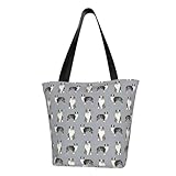 Umhängetasche, Canvas Tote Große Tasche Damen Casual Handtasche Wiederverwendbare Einkaufstaschen,Australischer Schäferhund Blue Merle Dog Simple Grey